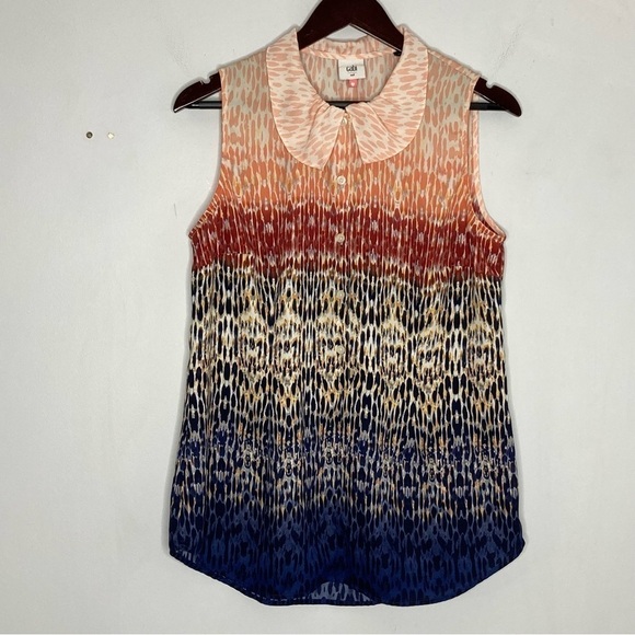 Cabi Ruffle Collar Multicolored Button Down Blouse - Picture 2 of 6